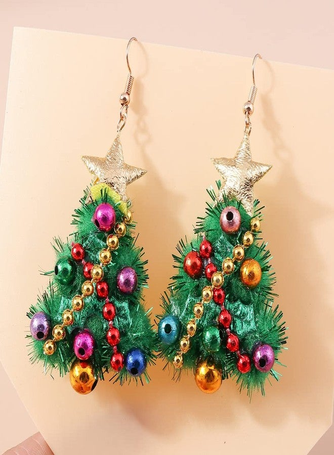 ZMANYIJEW Christmas Tree Earrings for Women Colorful Xmas Elk Drop Earrings Handmade Red Green Festive Holiday Earring - Image 3