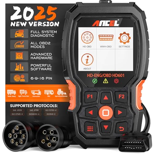 ANCEL Heavy Duty Truck Scanner HD601 All System Diesel Diagnostic Scan Tool fits for Cummins, Detroit, Freightliner, International, Paccar, Check Engine for Truck & Car 2 in 1 Code Reader - Image 1