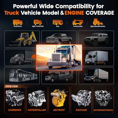 ANCEL Heavy Duty Truck Scanner HD601 All System Diesel Diagnostic Scan Tool fits for Cummins, Detroit, Freightliner, International, Paccar, Check Engine for Truck & Car 2 in 1 Code Reader - Image 5