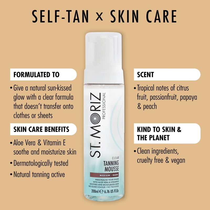 St. Moriz St Moriz Professional Clear Tanning Mousse with Aloe Vera & Vitamin E, Fast Drying Vegan Fake Tan, Medium to Dark (200ml) - Image 2