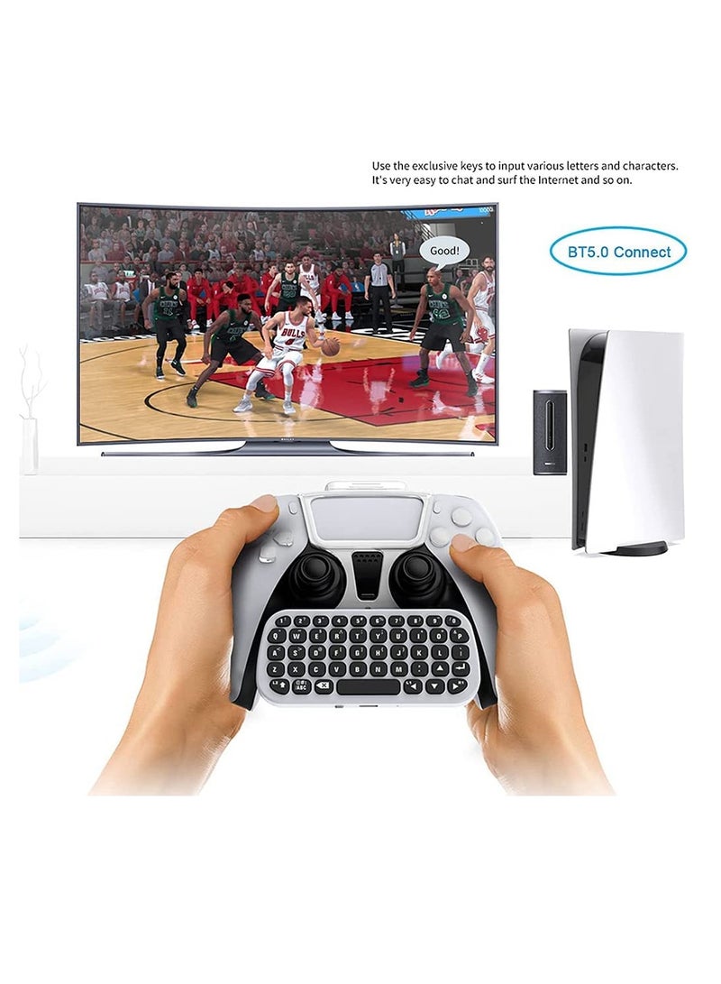 Controller Keyboard for PS5, Wireless Chatpad, Bluetooth 5.0 Connect, Mini Keyboard/ Gaming Keyboard for PS5 Accessories, No Input Delay, Play 30 Hours