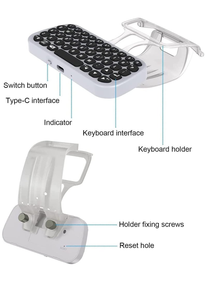 Controller Keyboard for PS5, Wireless Chatpad, Bluetooth 5.0 Connect, Mini Keyboard/ Gaming Keyboard for PS5 Accessories, No Input Delay, Play 30 Hours