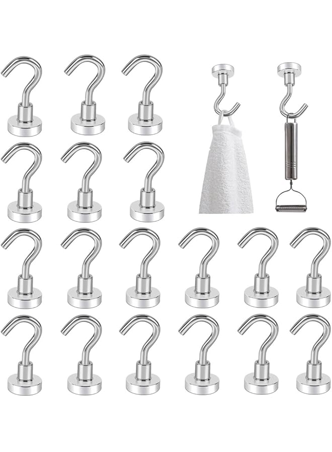 promass 20pcs Magnetic Hooks, 12kgs Heavy Duty Earth Magnets with Hook for Refrigerator, Extra Strong Cruise Hook for Hanging, Magnetic Hanger for Kitchen, Workplace, Office and Garage - Image 1