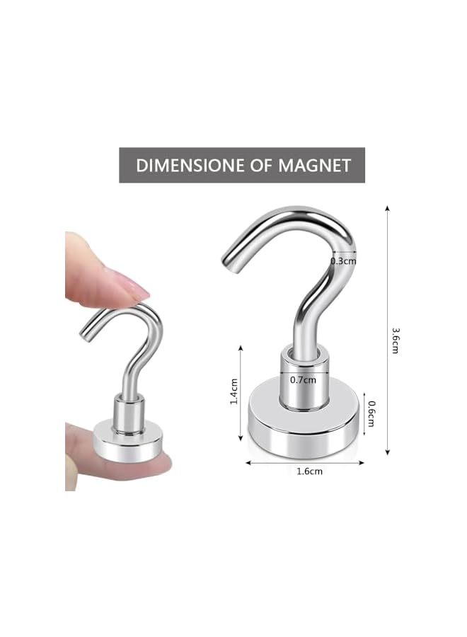 promass 20pcs Magnetic Hooks, 12kgs Heavy Duty Earth Magnets with Hook for Refrigerator, Extra Strong Cruise Hook for Hanging, Magnetic Hanger for Kitchen, Workplace, Office and Garage - Image 2