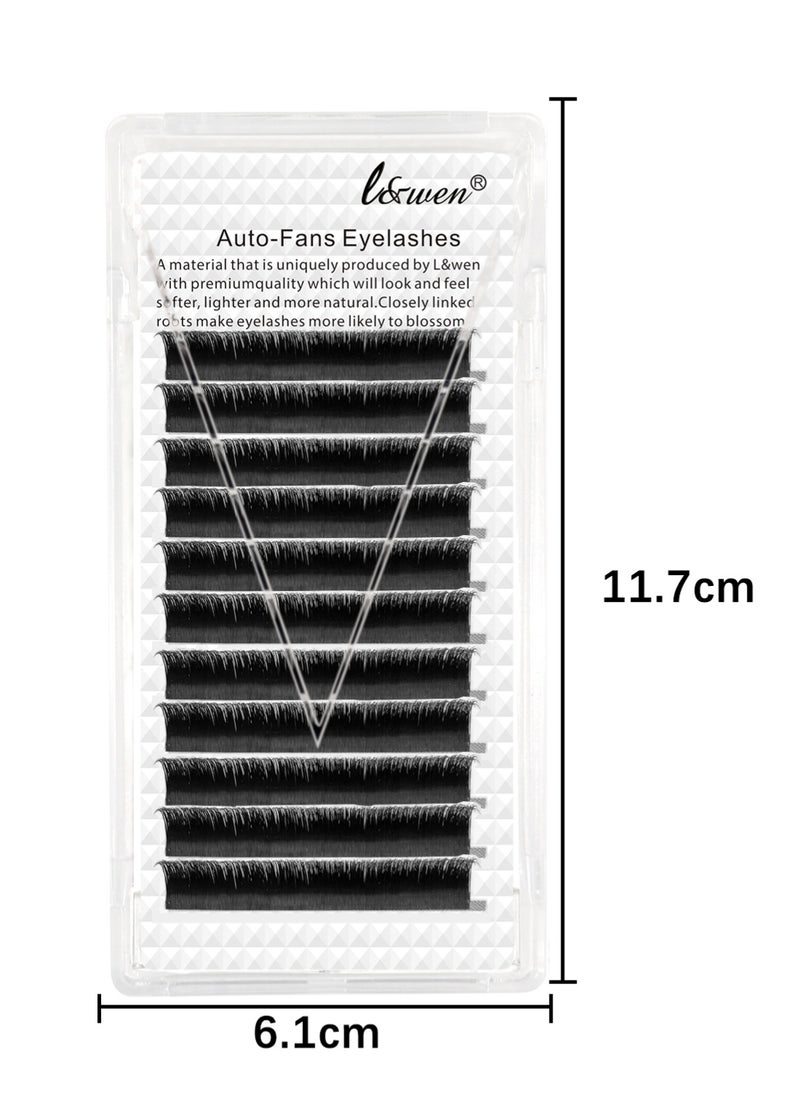 Auto Fans False Eyelashes for Extension Grafting, D Curl Matte Black Easy to Use Long Lasting Lashes for Home DIY Salon( 0.03 thick, 10mm)