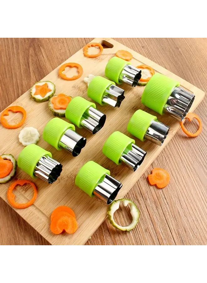 9 Piece Green Stainless Steel Vegetable And Fruit Cutter Set Cartoon Animal Design Flower Vase Baking Biscuit Mold - Image 4