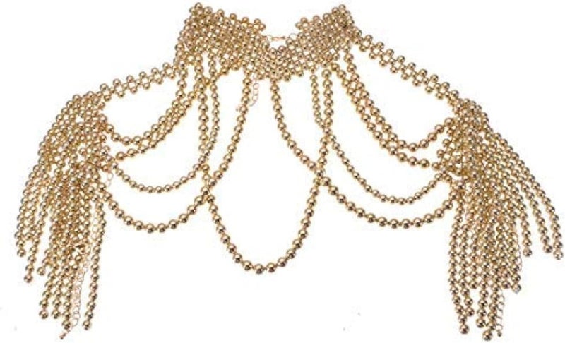 Jerollin Simulated Pearl Body Statement Necklace for Women, Fashion Collar Bib Necklaces Fashion Costume Jewelry - Image 1