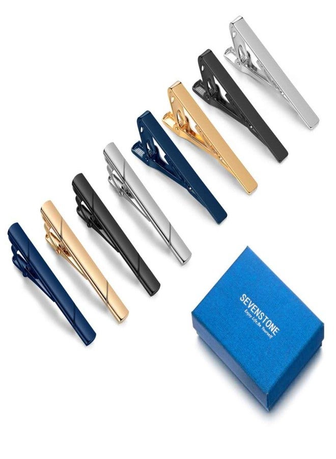 SEVENSTONE 8Pcs Tie Clips for Men Tie Pin Set Ties Necktie Business Bar Clips - Image 2