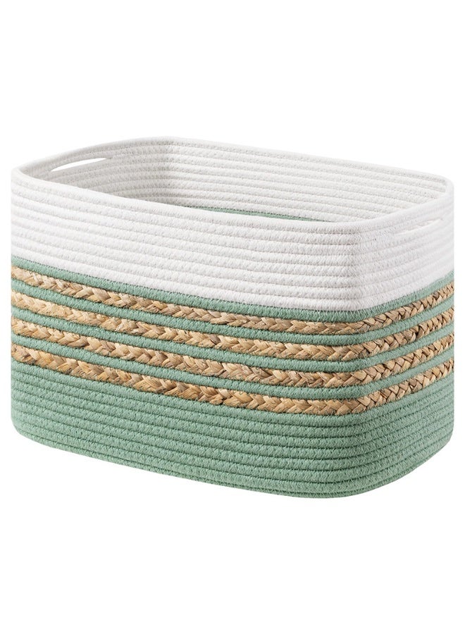 HOMESTAR Rectangle Cotton Rope Storage Basket with Handles - Woven Organizer for Toys, Towels, Ideal for Home Bedroom & Living Room - Image 1