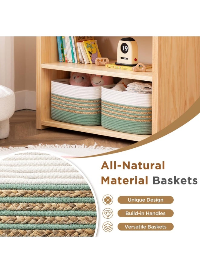 HOMESTAR Rectangle Cotton Rope Storage Basket with Handles - Woven Organizer for Toys, Towels, Ideal for Home Bedroom & Living Room - Image 5
