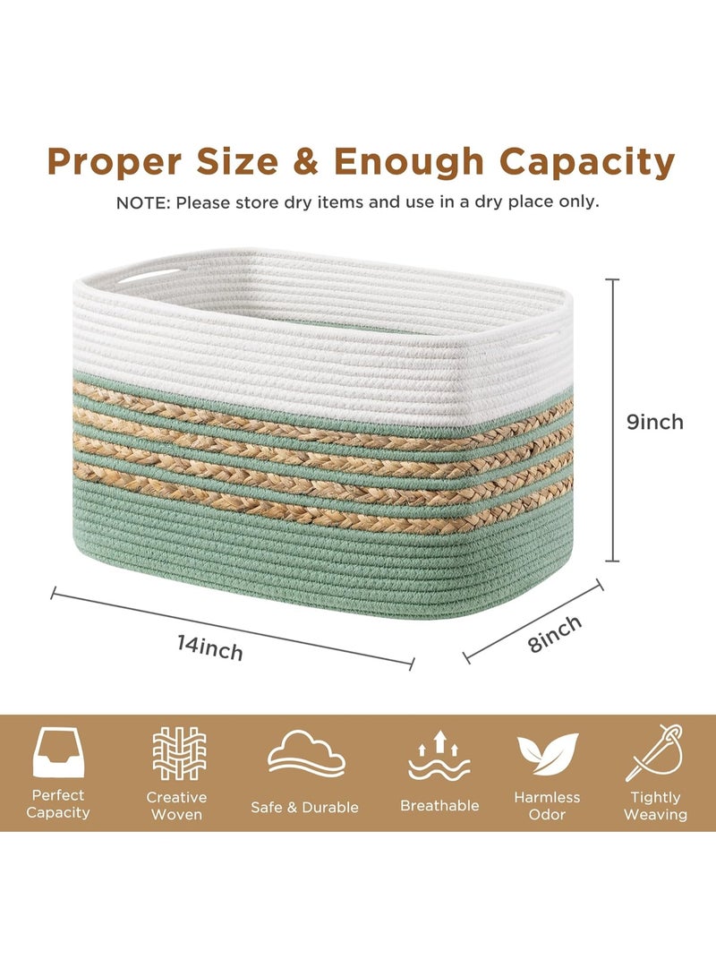 HOMESTAR Rectangle Cotton Rope Storage Basket with Handles - Woven Organizer for Toys, Towels, Ideal for Home Bedroom & Living Room - Image 2