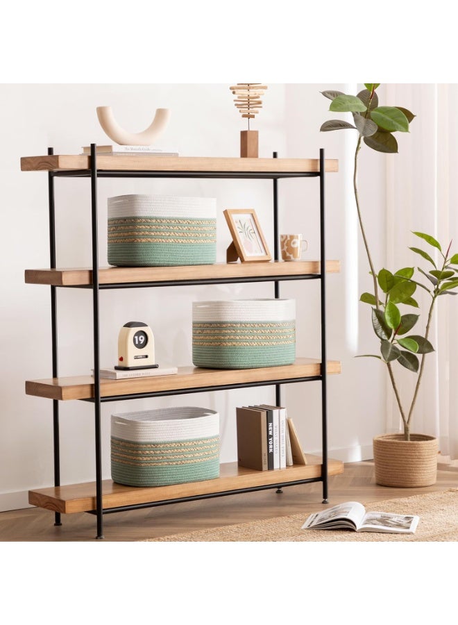 HOMESTAR Rectangle Cotton Rope Storage Basket with Handles - Woven Organizer for Toys, Towels, Ideal for Home Bedroom & Living Room - Image 4