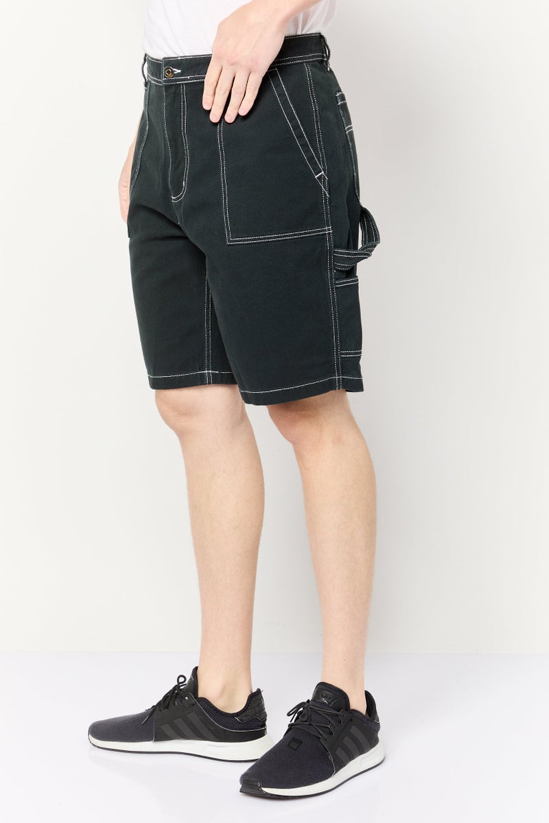 Celio Men Plain Basic Shorts, Dark Green - Image 3