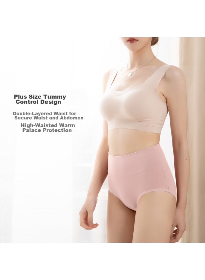 Youngyell Women's High-waist Pure Cotton Underwear, 10a Antibacterial, Plus Size Up To 200 Jin, Seamless Tummy Control And Lifting Panties For Women, 4 Pairs - Image 4