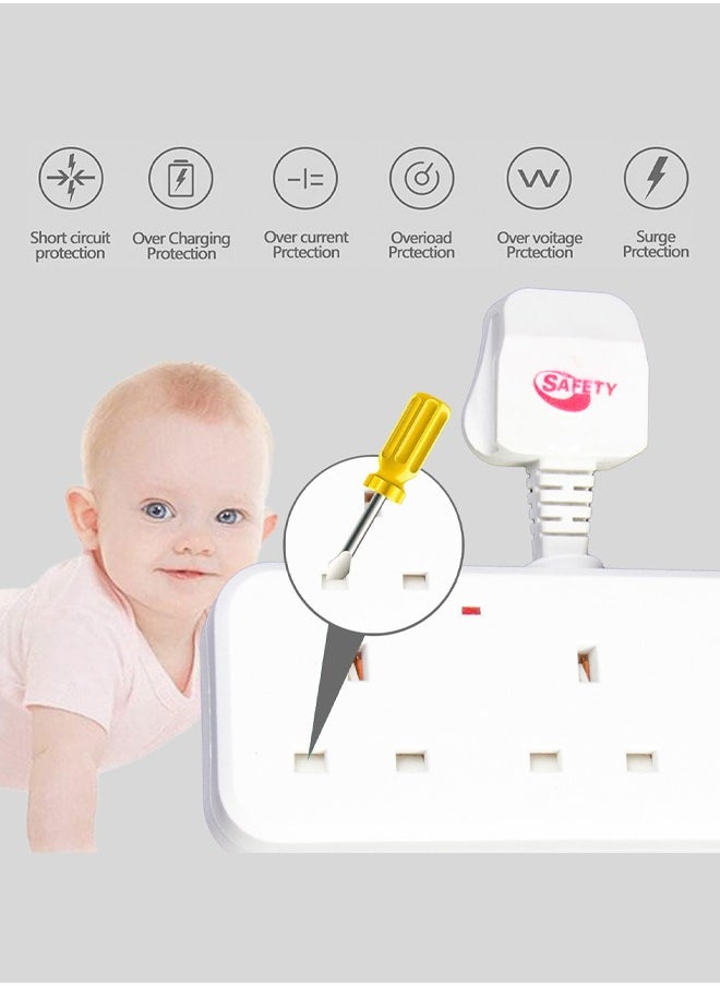 SAFETY - 3-Way Power Adapter, Multi-plug power extension socket adapter, Universal UK wall 3 socket extender outlet, UK 3-pin electric power socker for home, office, kitchen. (White) - Image 1