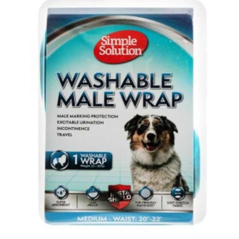 Simple Solution Medium Washable Wrap (20-22 Inches) for Male Dogs (25-50kg) , 1 pcs