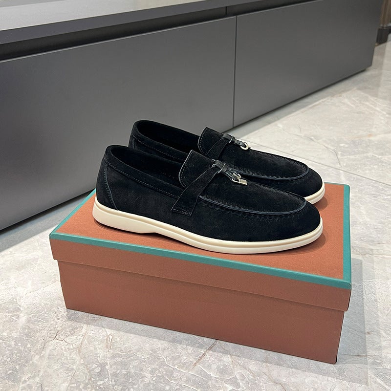 European Station Classic British Style Loafers Tassel Metal Buckle Slip-On Flats Couple Shoes - Image 2