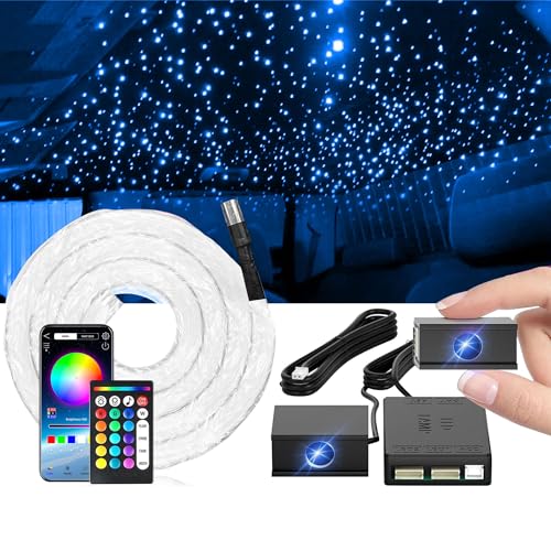 VASTFIRE Split Starlight Headliner Kit - 400pcs 0.02in 4.9ft Fiber Optic RGBW Star Lights for Car with 2 Light Heads 16W Engine Easy to Hide,Flexible Wiring,APP/Remote Control for Car Roof Ceiling - Image 1