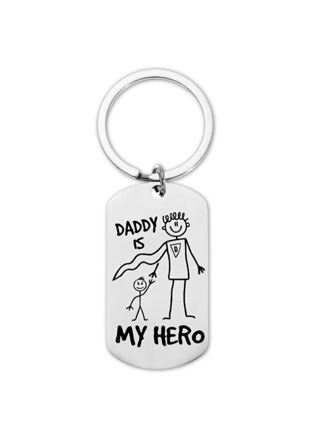 Xiyantiji Daddy Gifts for Men Dad Fathers Day Keychain from Son Daughter, Birthday Christmas Presents for Daddy Father's Day Gifts for Husband from Wife - Daddy is My Hero Keychain - Image 1