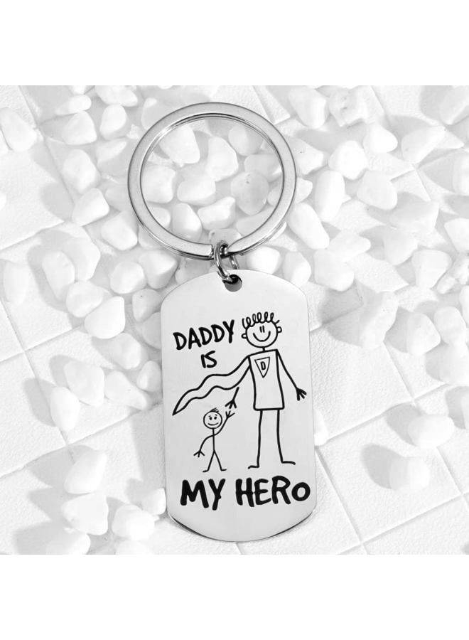 Xiyantiji Daddy Gifts for Men Dad Fathers Day Keychain from Son Daughter, Birthday Christmas Presents for Daddy Father's Day Gifts for Husband from Wife - Daddy is My Hero Keychain - Image 3