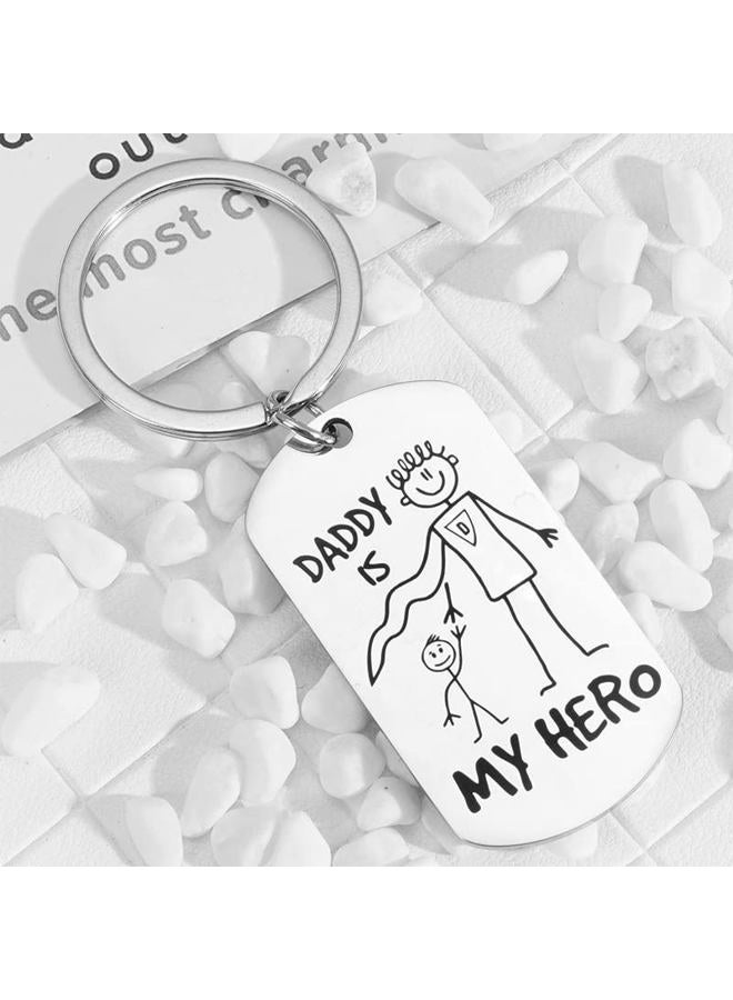 Xiyantiji Daddy Gifts for Men Dad Fathers Day Keychain from Son Daughter, Birthday Christmas Presents for Daddy Father's Day Gifts for Husband from Wife - Daddy is My Hero Keychain - Image 5