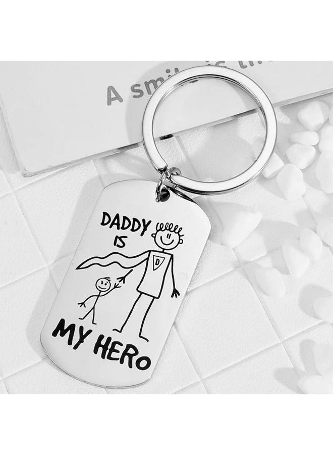 Xiyantiji Daddy Gifts for Men Dad Fathers Day Keychain from Son Daughter, Birthday Christmas Presents for Daddy Father's Day Gifts for Husband from Wife - Daddy is My Hero Keychain - Image 2
