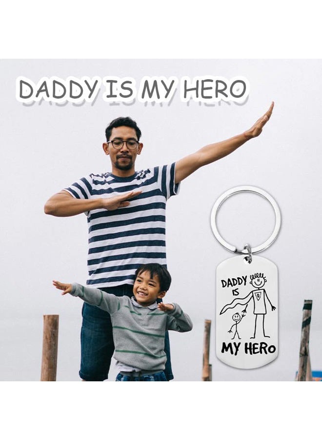 Xiyantiji Daddy Gifts for Men Dad Fathers Day Keychain from Son Daughter, Birthday Christmas Presents for Daddy Father's Day Gifts for Husband from Wife - Daddy is My Hero Keychain - Image 4