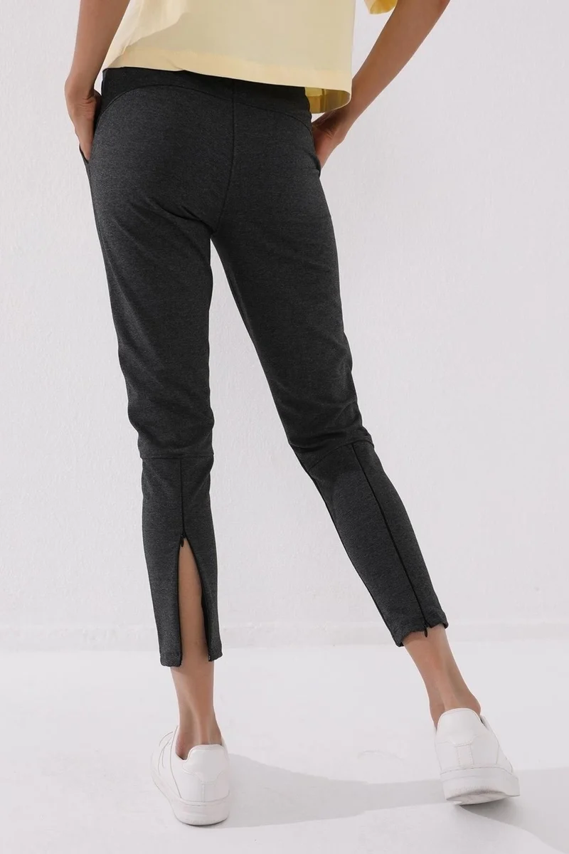 تومي لايف Anthracite Melange Women's Zippered Leg Pocket Standard Pattern Tracksuit Bottom-94246