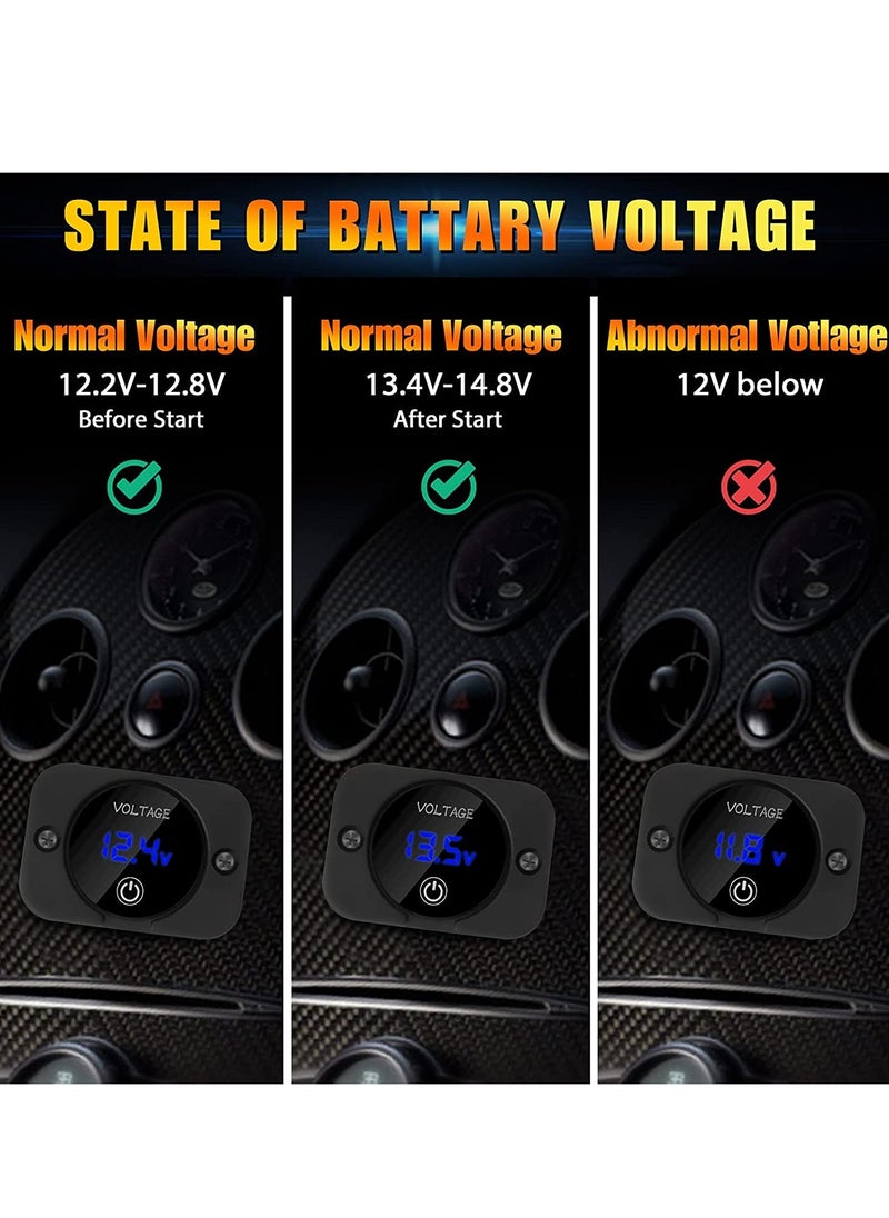 Excefore 12V Voltage Gauge with Touch Switch Digital Display, Volt Gauge, 12V/24V Car Voltmeter LED Digital Display, Waterproof Voltmeter Panel for Boat,Marine,Vehicle,Motorcycle,Truck,Car(Upgraded)  - Image 3