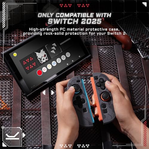 Geekshare PC Slim Protective Case Compatible with NS2 Detachable Shell with ShockAbsorption and AntiScratch Hard Cover Black Cyber Mecha - Image 3