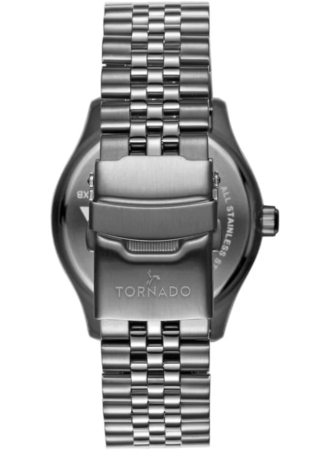 تورنيدو Men's Japan Quartz Movement Watch, Analog Display and Stainless Steel Strap - T20006B-XBXL, Gun Metal