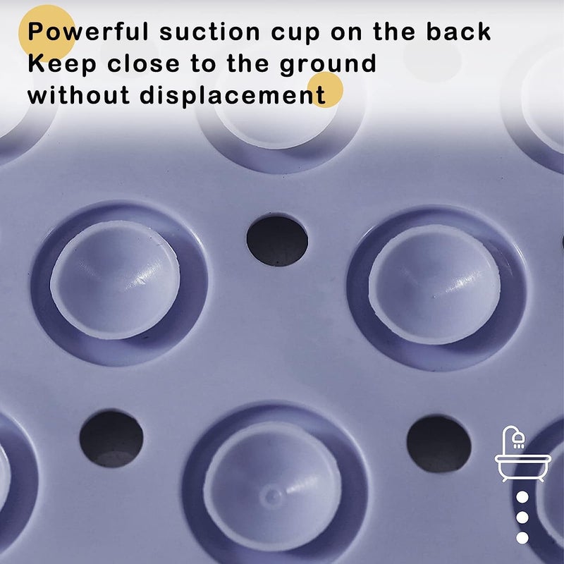 JUGTE Anti Skid Bath mat with Foot Scrubber for Bath Room Shower mat with Suction Cups & Drain Holes Silicone Floor mat for Kids & Adults (70x35 Cm) (Grey) - Image 4