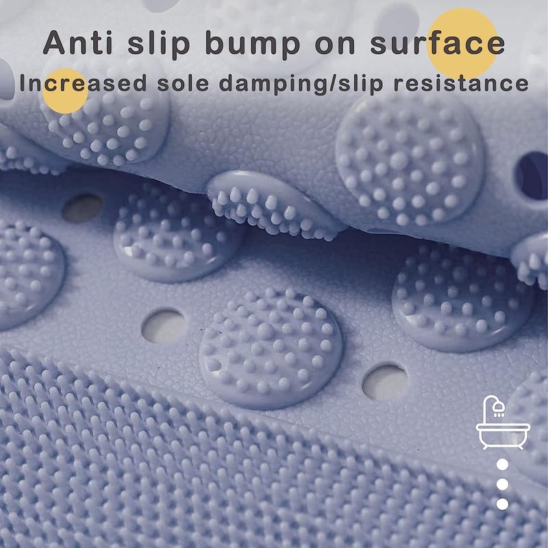 JUGTE Anti Skid Bath mat with Foot Scrubber for Bath Room Shower mat with Suction Cups & Drain Holes Silicone Floor mat for Kids & Adults (70x35 Cm) (Grey) - Image 3