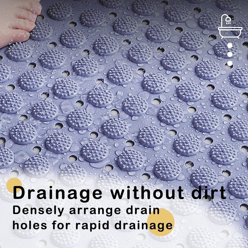 JUGTE Anti Skid Bath mat with Foot Scrubber for Bath Room Shower mat with Suction Cups & Drain Holes Silicone Floor mat for Kids & Adults (70x35 Cm) (Grey) - Image 2