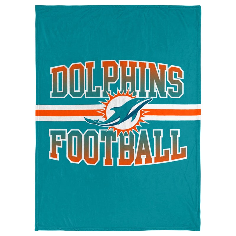 FOCO FOCO NFL Micro Raschel Plush Throw Blanket Stripe Logo 45 x 60 Miami Dolphins 