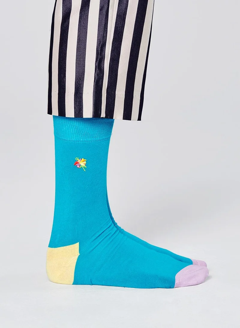 Happy Socks EMBRODIERY HIBISCUS SOCK Blue
