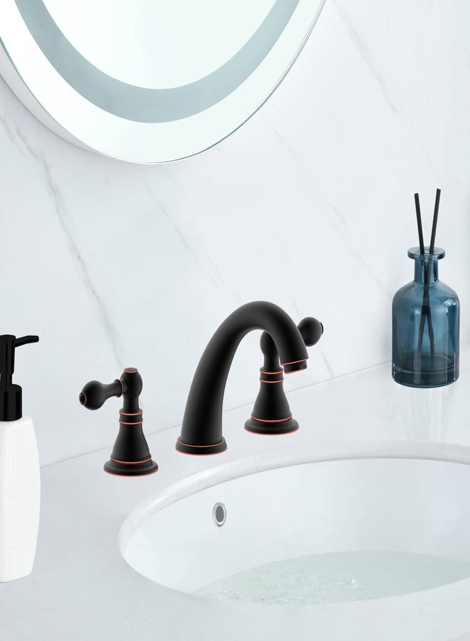 Derengge Oil Rubbed Bronze Two Handle Bathroom Sink Faucet 8 Inch Widespread Faucet with Pop up Drain Assembly, 3 Hole Lavatory Faucet,F-9305TB-ORB - Image 3
