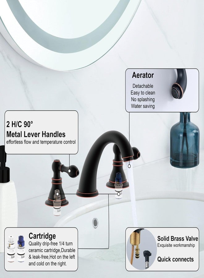 Derengge Oil Rubbed Bronze Two Handle Bathroom Sink Faucet 8 Inch Widespread Faucet with Pop up Drain Assembly, 3 Hole Lavatory Faucet,F-9305TB-ORB - Image 4