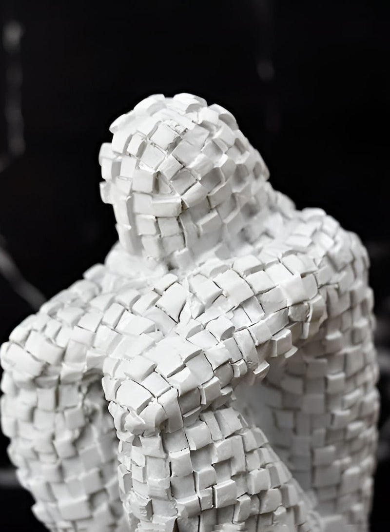 hinking Human Mosaic Figurines Resin Abstract Statues Living Room Decoration Office Desk Decor Home Decoration White - Image 3