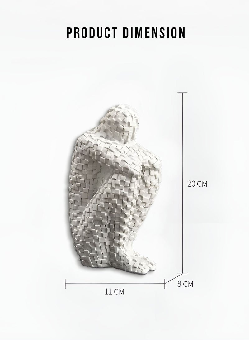 hinking Human Mosaic Figurines Resin Abstract Statues Living Room Decoration Office Desk Decor Home Decoration White - Image 2