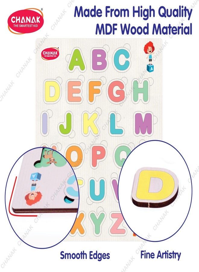 Chanak Wooden Alphabet Puzzle with Picture Educational Alphabet Board for Kids Educational Montessori Learning Puzzle for Toddlers & Preschoolers, Nursery and Kindergarten Age Above 2+ Years - Image 5