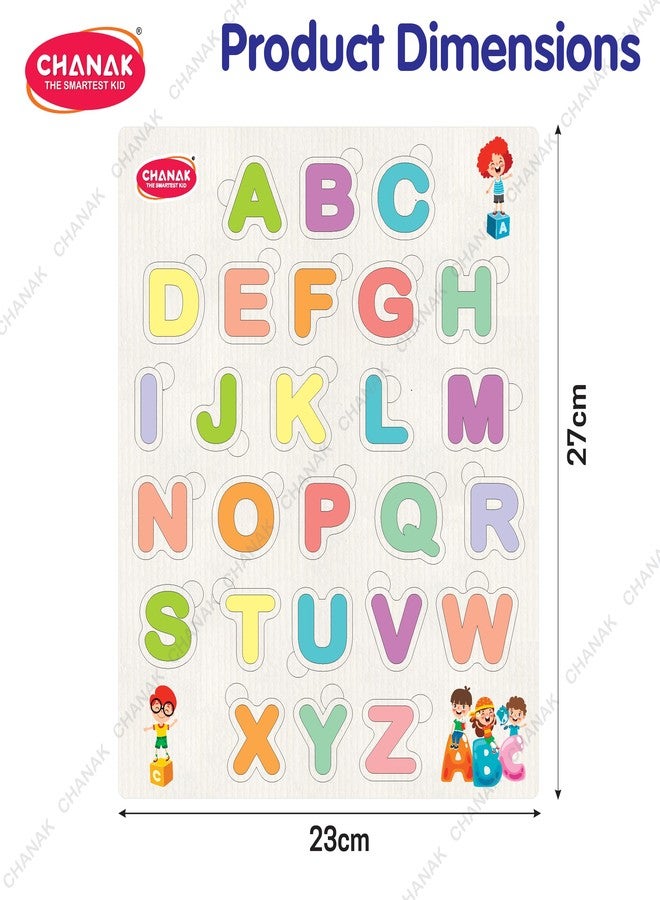 Chanak Wooden Alphabet Puzzle with Picture Educational Alphabet Board for Kids Educational Montessori Learning Puzzle for Toddlers & Preschoolers, Nursery and Kindergarten Age Above 2+ Years - Image 2