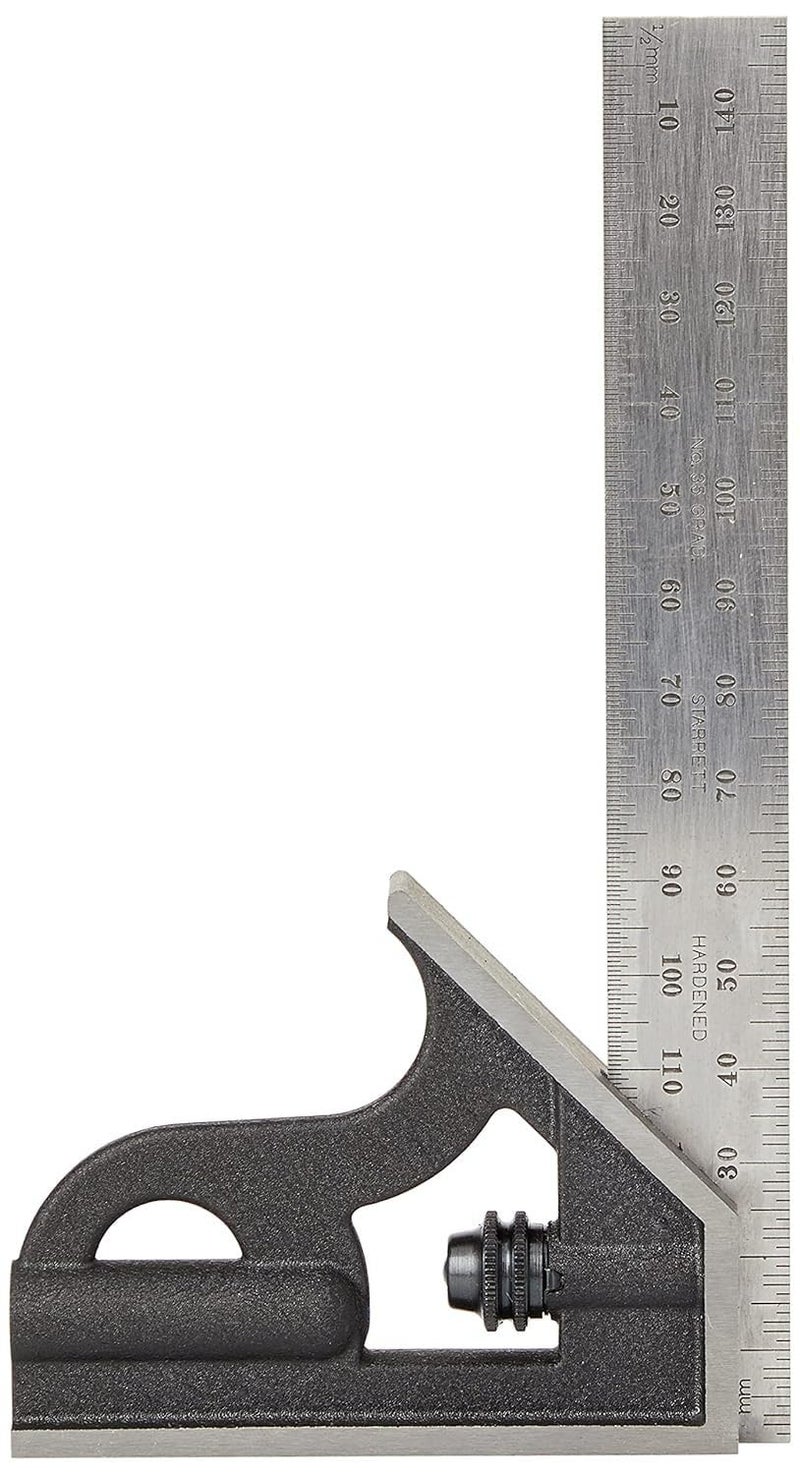 Starrett مربع ستاريت الطلابي - مثالي للشباب والمتدربين - طول الشفرة 150 مم، رأس من الحديد الزهر، شفرة مربعة صلبة ومقواة، 35 تخرج - 10MH-150 - Image 1