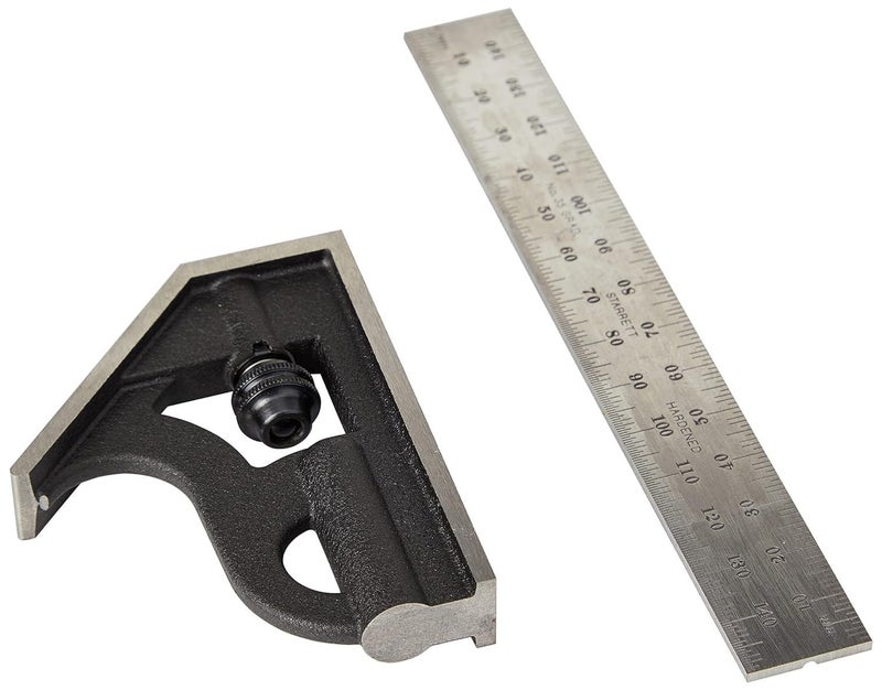 Starrett مربع ستاريت الطلابي - مثالي للشباب والمتدربين - طول الشفرة 150 مم، رأس من الحديد الزهر، شفرة مربعة صلبة ومقواة، 35 تخرج - 10MH-150 - Image 2