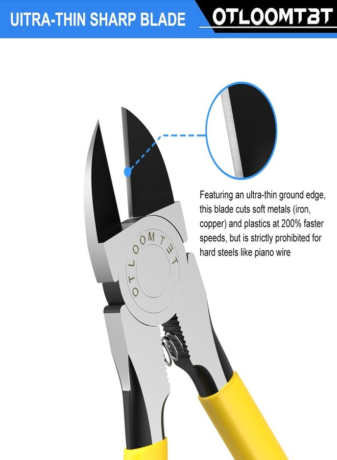 OTLOOMTBT 6-In and 5-In 2 PCS Ultra Sharp Compact Wire Cutters with Long Flat Nose Pliers Ideal for Cutting Crafts, Flowers, Plastics, Appliances and Any Clean Cutting Needs Powerful Wire Cutter - Image 3