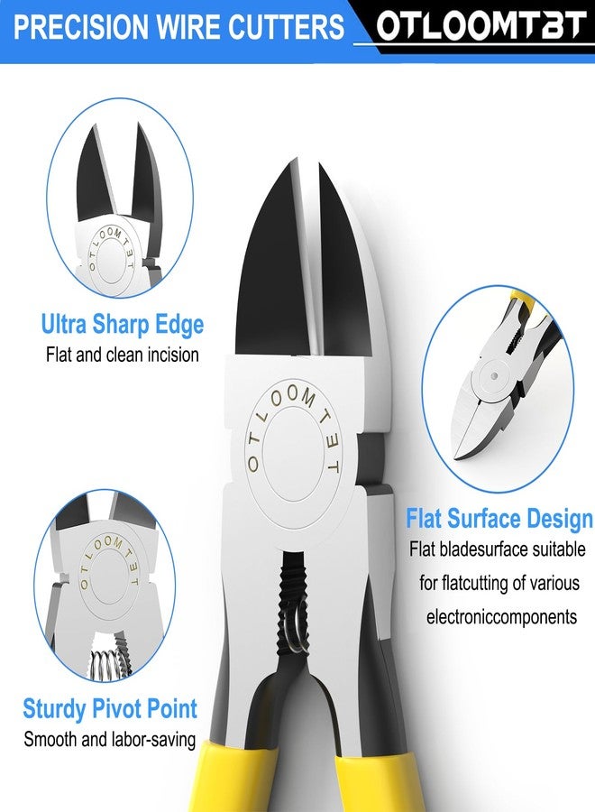 OTLOOMTBT 6-In and 5-In 2 PCS Ultra Sharp Compact Wire Cutters with Long Flat Nose Pliers Ideal for Cutting Crafts, Flowers, Plastics, Appliances and Any Clean Cutting Needs Powerful Wire Cutter - Image 4