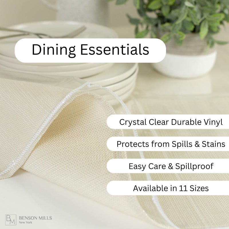 Benson Mills Heavy Duty Crystal Clear Plastic 100% Waterproof Tablecloth Protector, Vinyl PVC Square Table Cloth, Oil Spill Proof Wipe Clean Table Cover for Dining Tables (54" x 54" Square) - Image 3