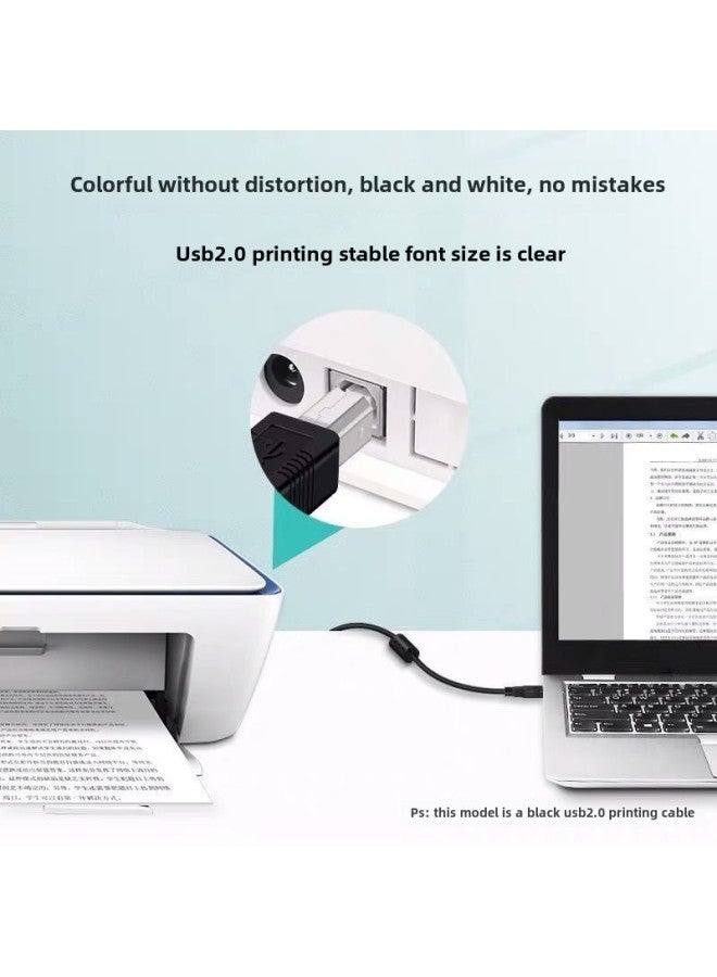 All Copper Black USB2.0 Printing Line 1.5 Meters 1.8 Meters 3 Meters 5 Meters 10 Meters USB Square Printer Data Line-Color:1m - Image 3