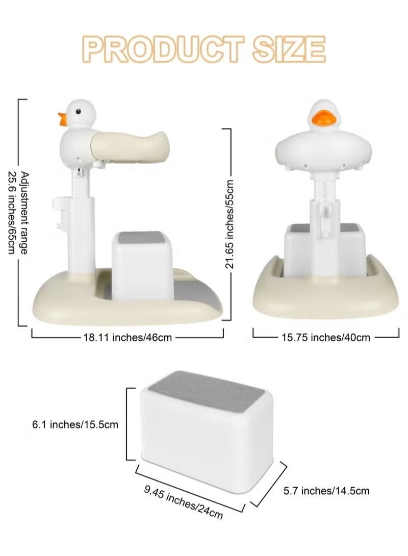 م.ا & ف'س حامل استحمام للأطفال قابل لتعديل الارتفاع 2 في 1 مع قاعدة مانعة للانزلاق، حامل استحمام محمول قابل للطي لضمان سلامة الرضع، دعامة استحمام للأطفال الصغار، مساعد استحمام محمول للرضع والأطفال الصغار، سهل الاستخدام، أداة استحمام متينة للأطفال - Image 2