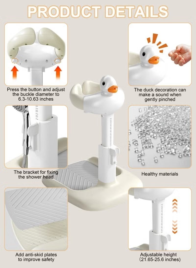 م.ا & ف'س حامل استحمام للأطفال قابل لتعديل الارتفاع 2 في 1 مع قاعدة مانعة للانزلاق، حامل استحمام محمول قابل للطي لضمان سلامة الرضع، دعامة استحمام للأطفال الصغار، مساعد استحمام محمول للرضع والأطفال الصغار، سهل الاستخدام، أداة استحمام متينة للأطفال - Image 3